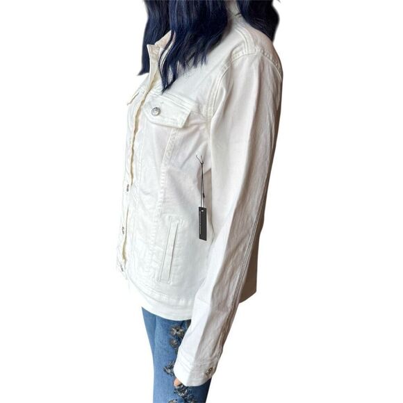 NWT Le La Lo Mama Bling White Denim Jacket Size Large - Picture 6 of 9